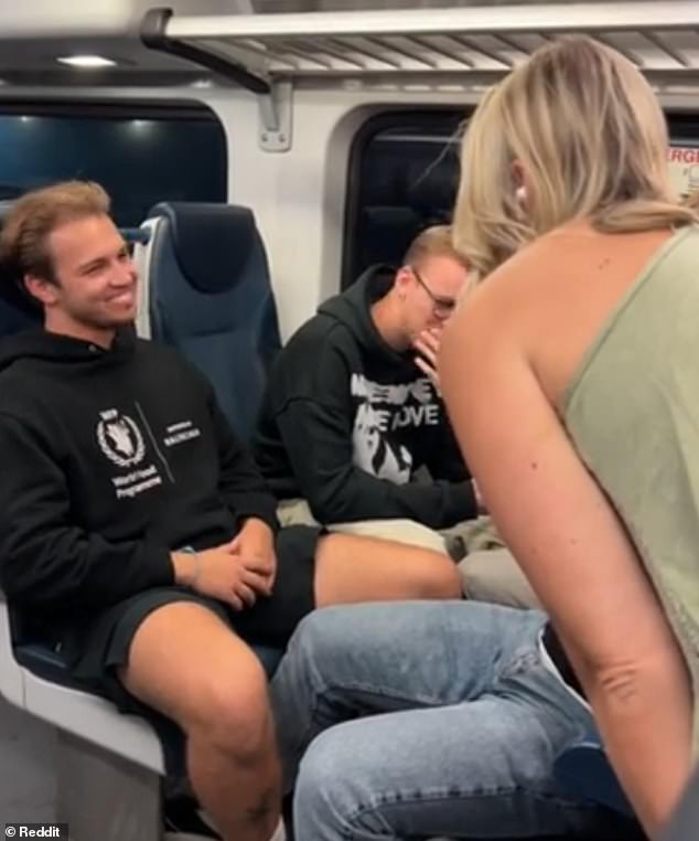 The tourists seemed to take the incident in good humor, with only one getting out of his seat and appearing visibly irritated before calmly sitting back down moments later.