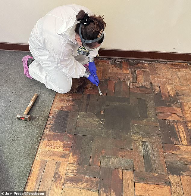 'The most difficult are the stains above the wooden floor(s).  There is no way to clean it if it is soaked and filtered, so I have to remove all the contaminated pieces,” she said