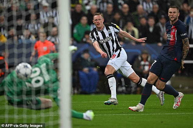 Sean Longstaff (centre) got the third for the home side before Fabian Schar sealed the victory with a goal in the 91st minute