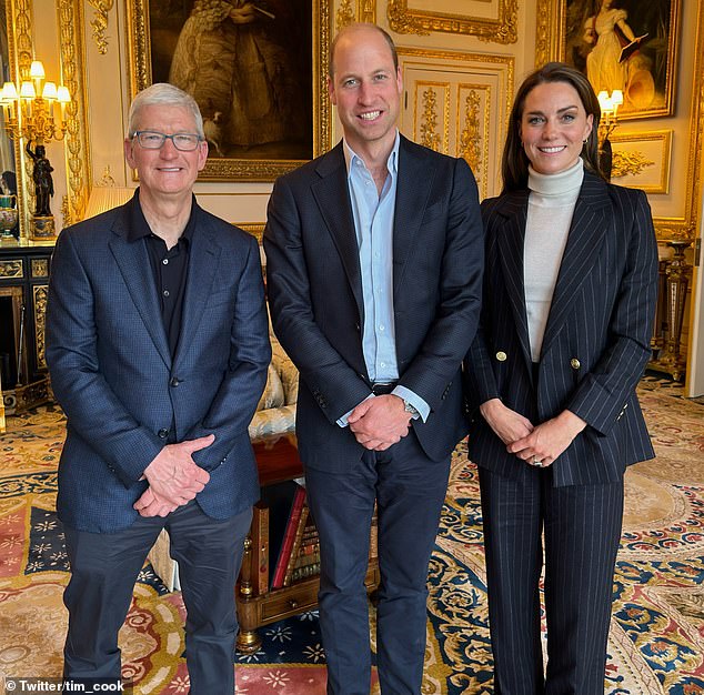 The Prince and Princes of Wales welcomed Apple's CEO Tim Cook to Windsor Castle this week to discuss mental health initiatives