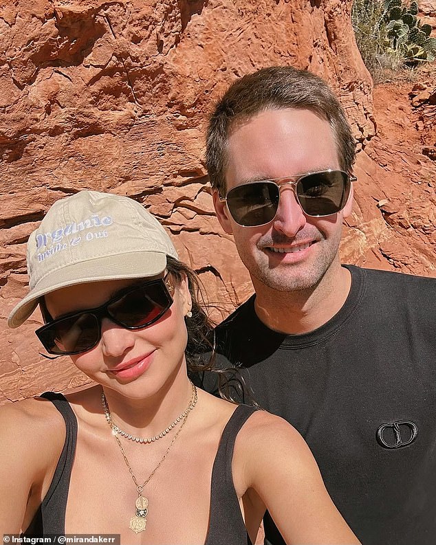 Miranda also shared a sweet selfie of her and Evan posing in front of a scenic canyon