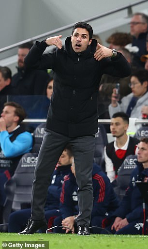 Arteta at the Tottenham Hotspur Stadium in January