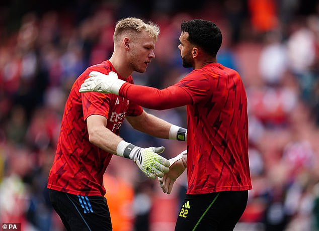 Aaron Ramsdale (L) and David Raya (R) have shared the role of goalkeeper in the first team this year