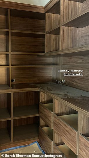 Expansive: Multiple images showed off the aesthetic shelves and cabinets in the Southern California home