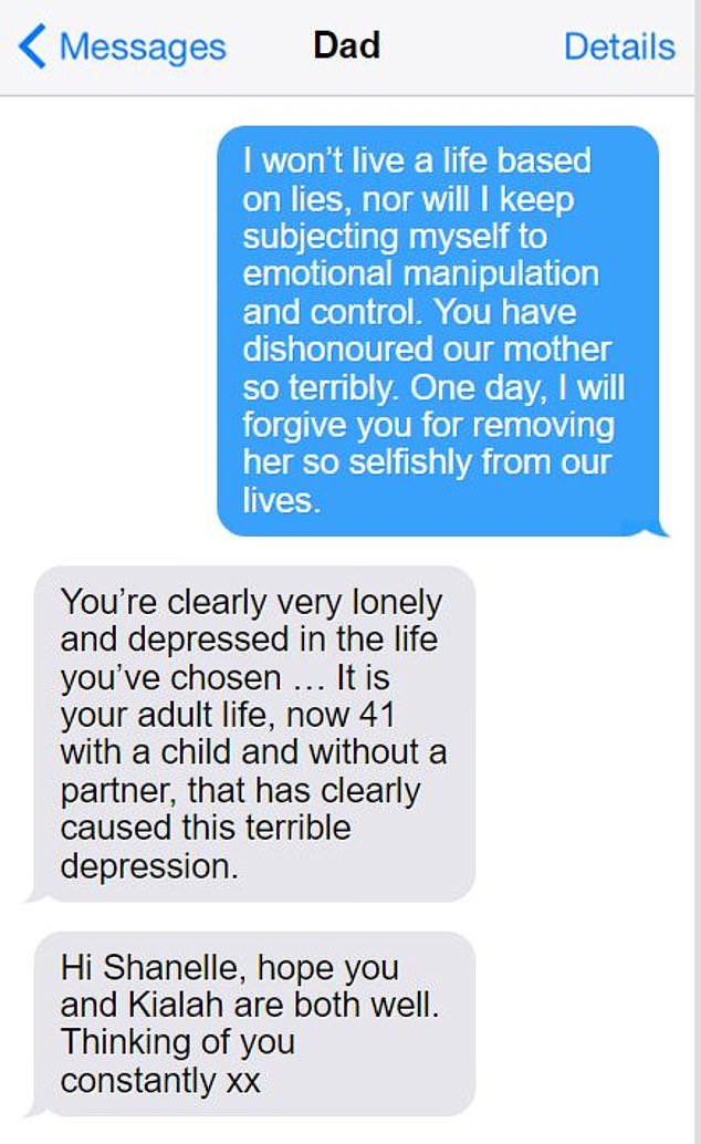 These are the last texts between Shanelle Dawson and her father Chris Dawson in 2018