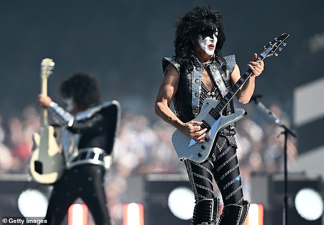 It comes after KISS received a mixed reception on Saturday as they headed to the AFL Grand Final stage to headline the pre-game performance (pictured)