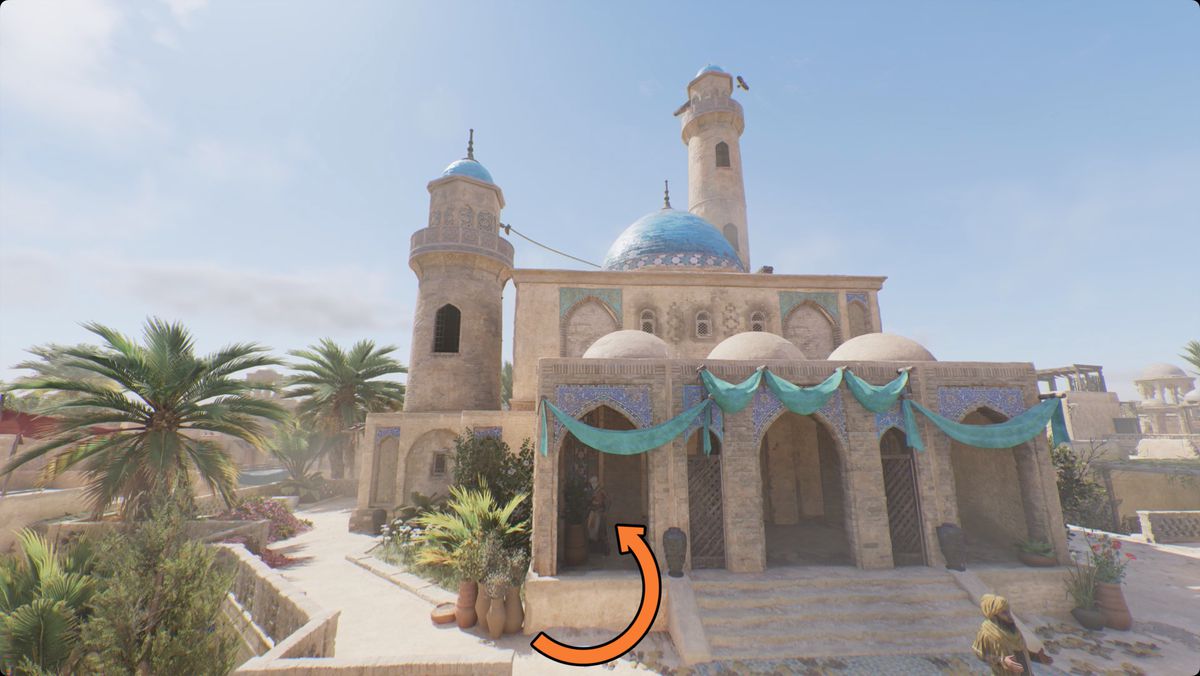 Assassin's Creed Mirage aerial shot showing the location of the Delight by the Dome Enigma