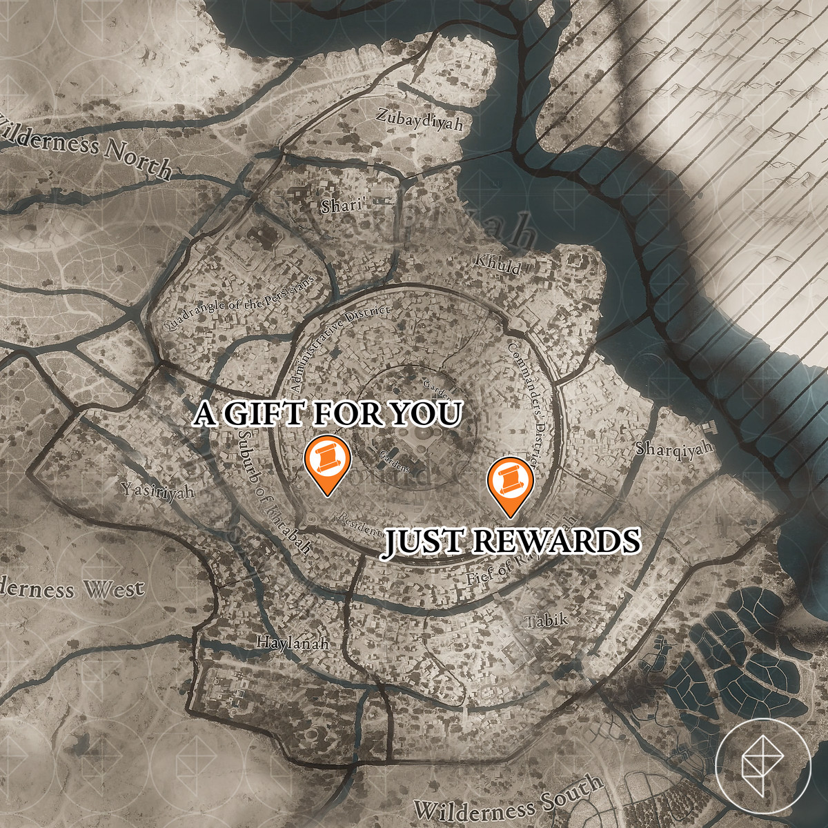 Assassin's Creed Mirage Round City District Enigma Clue Locations 