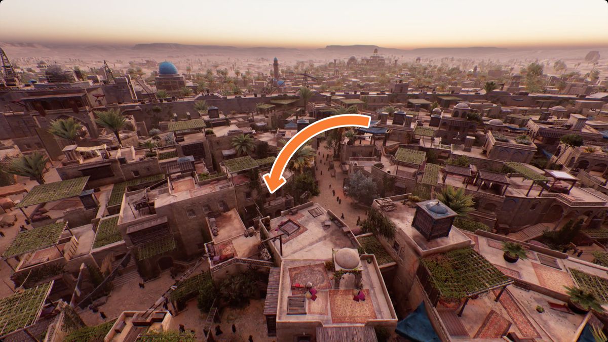 Image from Assassin's Creed Mirage showing the location of the A Gift for You puzzle