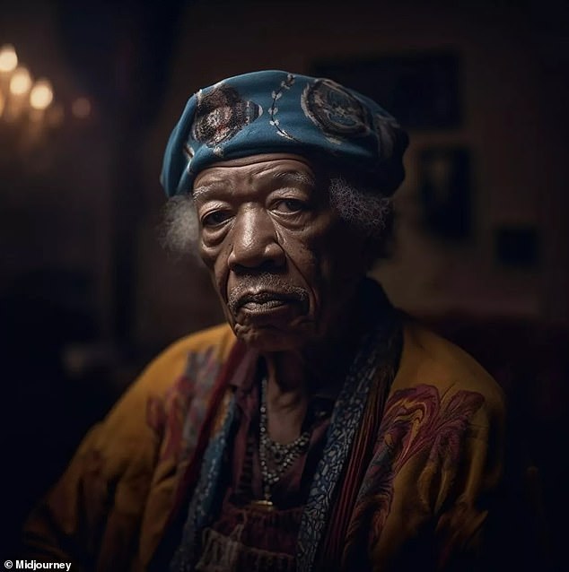 An AI image of Jimi Hendrix if he were still alive