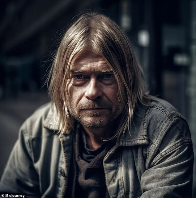 Cobain's AI images suggest he still maintains his long blonde hair and a five o'clock shadow deep under the eye circles