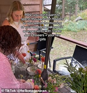 Megan enjoyed preparing the flowers with her friends and family