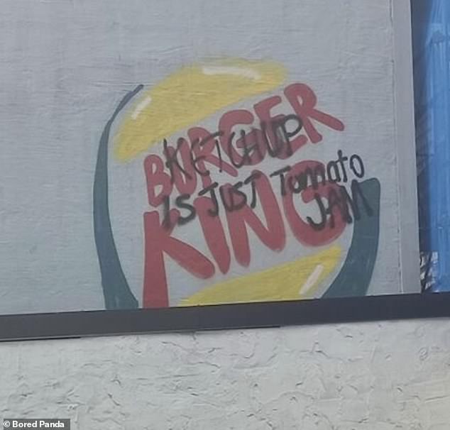 What a hunk!  In Bergen, Norway, someone claimed on a Burger King sign that 'ketchup is just tomato jam'