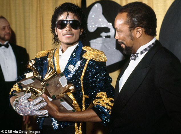 King of Pop: Jackson pictured at the 26th Annual Grammy Awards in 1984