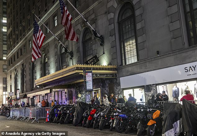 A view of the historic Roosevelt Hotel, which has been converted into a city-run shelter for newly arrived migrant families on September 27 in New York City, United States