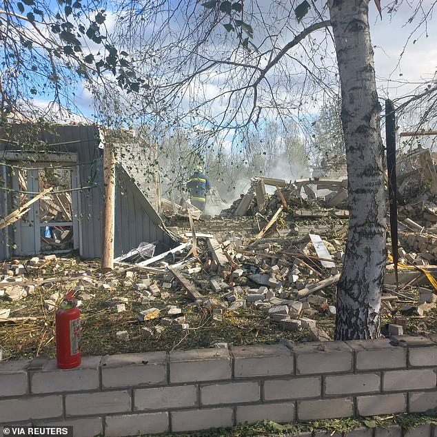 The rocket attack decimated a cafe and a shop in the village of Hroza in Kharkiv's Kupyansk district in mid-afternoon today.