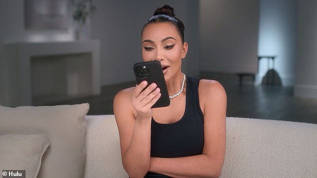 Hang up: 'This is (censored) where naughty is fun.  Your live chat is starting now,” the voice says, but Kim says, “Kourtney, you talk, you talk,” but Kourtney says, “I'm hanging up.”