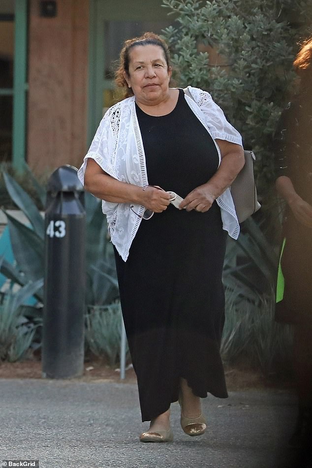 Out: The mother of actor and fitness influencer Joseph Baena – the 76-year-old actor's love child – was spotted on a rare outing in Los Angeles on Wednesday