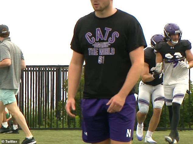 Northwestern coaches were seen wearing t-shirts in support of fired coach Pat Fitzgerald