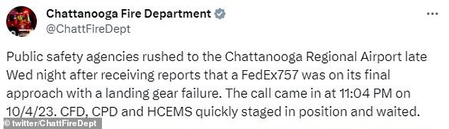 Chattanooga Fire Department spokesperson Lindsey Rogers issued a statement Thursday outlining the crisis and how it was averted