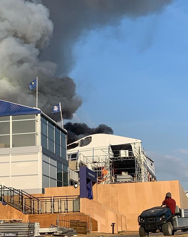 Dozens of firefighters were on the scene to tackle the massive inferno that sent flames and smoke shooting into the sky