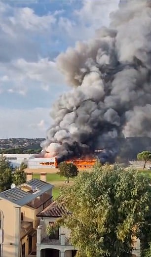 Images showed the Marco Simone golf course on fire on Thursday