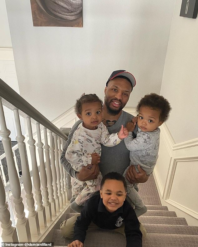 Lillard is seen with the couple's three young children in a recent photo posted to Instagra