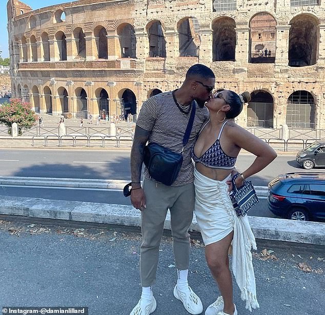 The Bucks star and Kay'La are seen taking a trip to the Colosseum in Rome, Italy