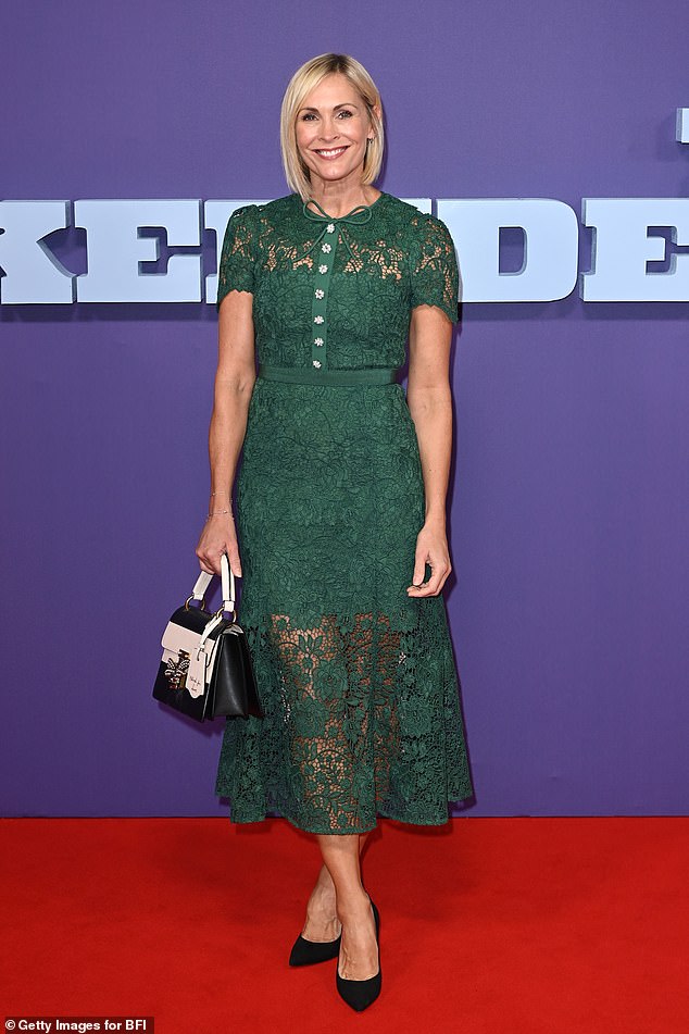 Beautiful: Jenni Falconer wore a beautiful green lace dress