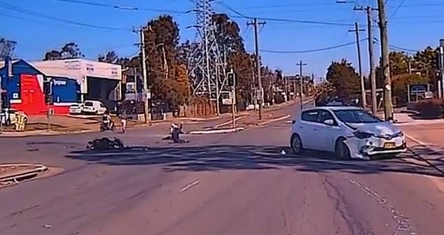 One of the three drivers who crashed fled on another scooter (photo left), while the other two were seriously injured