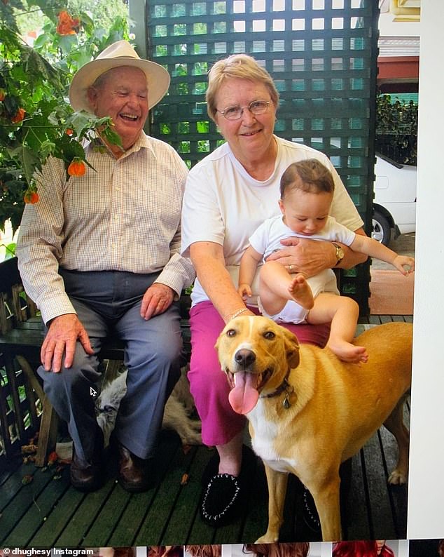 Pictured: Dave's parents Des and Carmel Hughes with grandson Rafferty