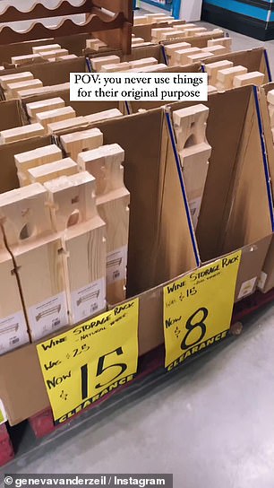 Geneva bought some cheap wine racks from Bunnings for just $15 and cut them up