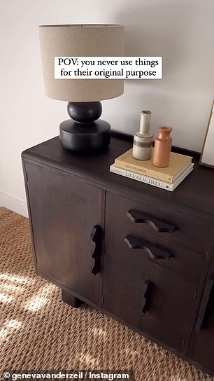 She then used the pieces as wavy handles on a second-hand dresser that she transformed and colored black