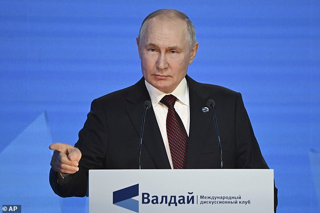 Speaking in the Black Sea resort of Sochi, Putin said: “Fragments of hand grenades were found in the bodies of those killed in the crash.  There was no external impact on the aircraft, this is already an established fact.'  Putin will speak on Thursday at the Valdai Discussion Club in the Black Sea resort of Sochi