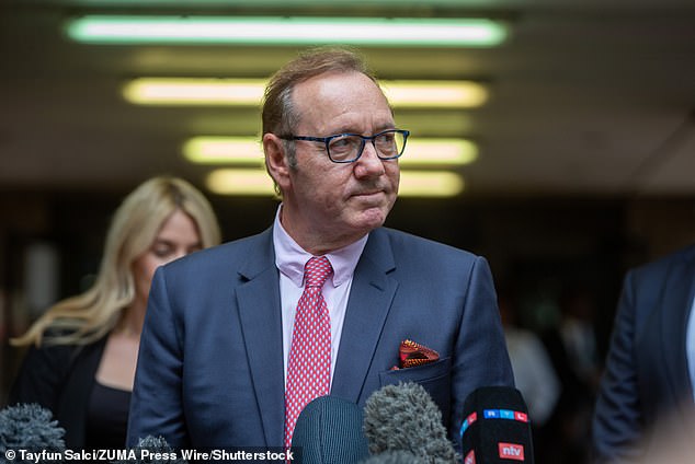 Kevin Spacey's appearance at the festival comes just months after he was acquitted of a series of sexual assault charges.  He is pictured leaving Southwark Crown Court in London on July 26 this year after being found not guilty of sex crimes charges