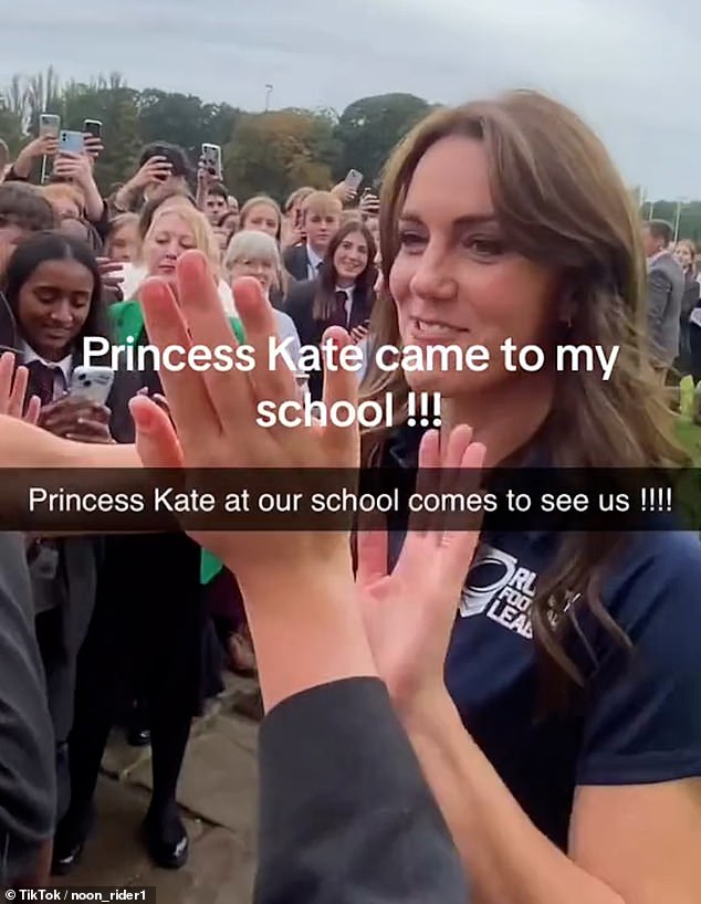 1696592016 43 Adorable moment Kate Middleton delights schoolchildren by high fiving them during