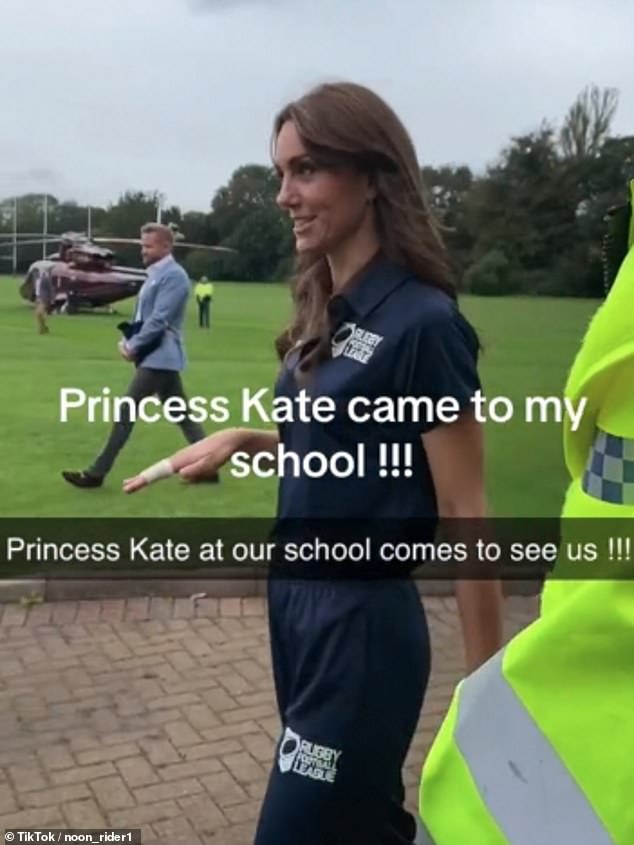 In the video you hear Kate say: 'Anyone have lessons?  Oh, it's lunch time.  I came back because I saw everyone here waving goodbye and I said I wanted to come and say hello to you all.”