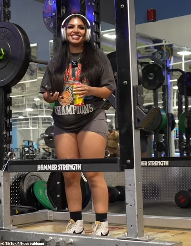 After shaking off the encounter, Huda continued to film her workout.  “Keep going despite what others think,” she added