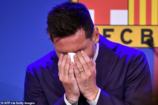 Messi cried as he said goodbye to Barcelona in an emotional press conference in 2021