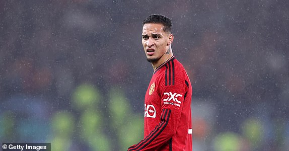 MANCHESTER, ENGLAND – OCTOBER 03: Manchester United's Antony looks dejected after the team's defeat during the UEFA Champions League match between Manchester United and Galatasaray AS at Old Trafford on October 3, 2023 in Manchester, England.  (Photo by Alex Livesey/Getty Images)