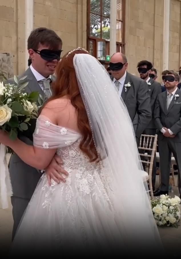 Lucy, who lost her sight due to a condition called incontinentia pigmenti, asked groom Ollie to feel her wedding dress before he saw it so he could appreciate the day in a different way