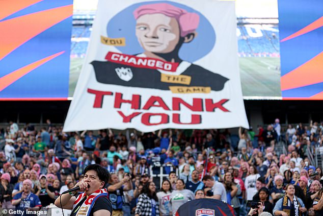 Fans honored Rapinoe at Lumen Field on Friday by unfurling huge banners in the stands