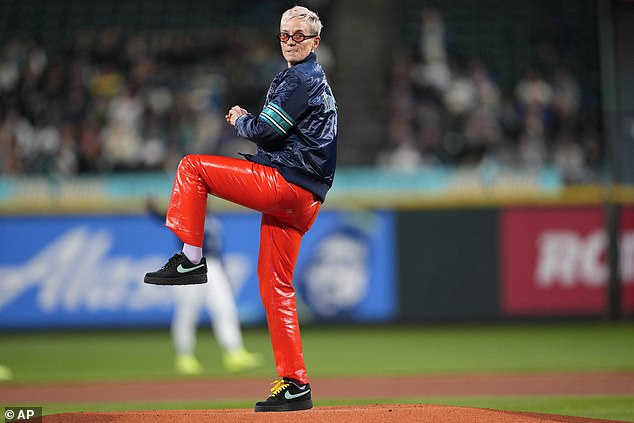 Rapinoe threw out the ceremonial first pitch before a Mariners-Astros MLB game in Seattle on September 27 at T-Mobile Park.