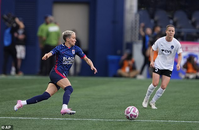 Rapinoe, 38, remained relatively calm during the 0-0 draw against the Washington Spirit at Lumen Field.