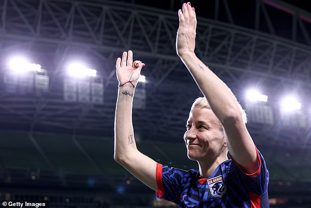 Rapinoe thanks her fans after Friday's 0-0 draw in Seattle.  She received about a minute of applause