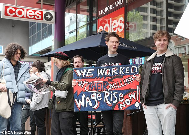 Workers (pictured) are demanding a pay rise with a union official claiming staff cannot afford to pay for groceries on their current wages