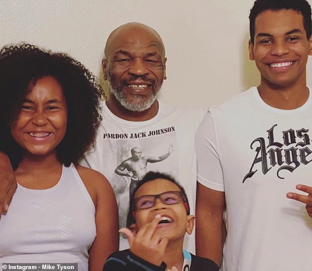 Mike Tyson is a family man who has seven children - Milan (left), Morocco (below) and Miguel (right) are among them.  His daughter Exodus died at the age of four