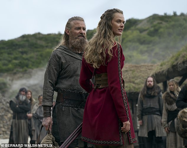 Newcomers: Among the actors joining the cast for season three is Goran Višnjić (left) as Erik the Red, the legendary Viking father of Leif and Freydis (right), who lives in exile in Greenland because of crimes he committed in Iceland and Norway