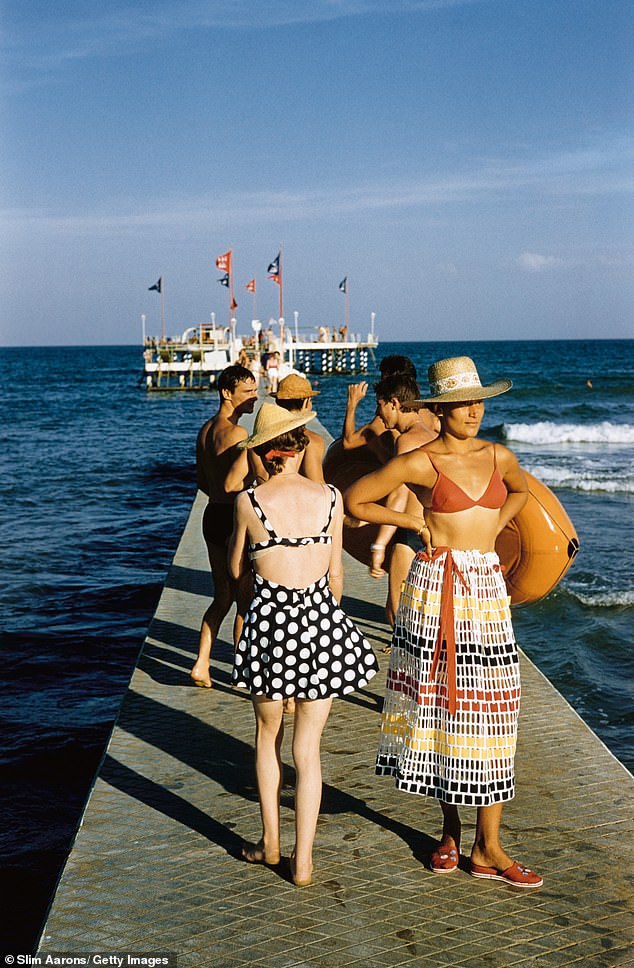 Venice Lido in 1957 shows two women in their swimwear