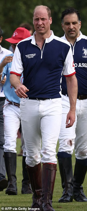 The prince looks dapper in his sports gear at the Guards Polo Club in Windsor in July